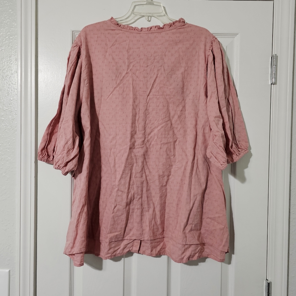 Old Navy Pink Cotton Blouse Sz 4X - Picture 2 of 4